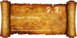 Hinger Ninon névjegykártya